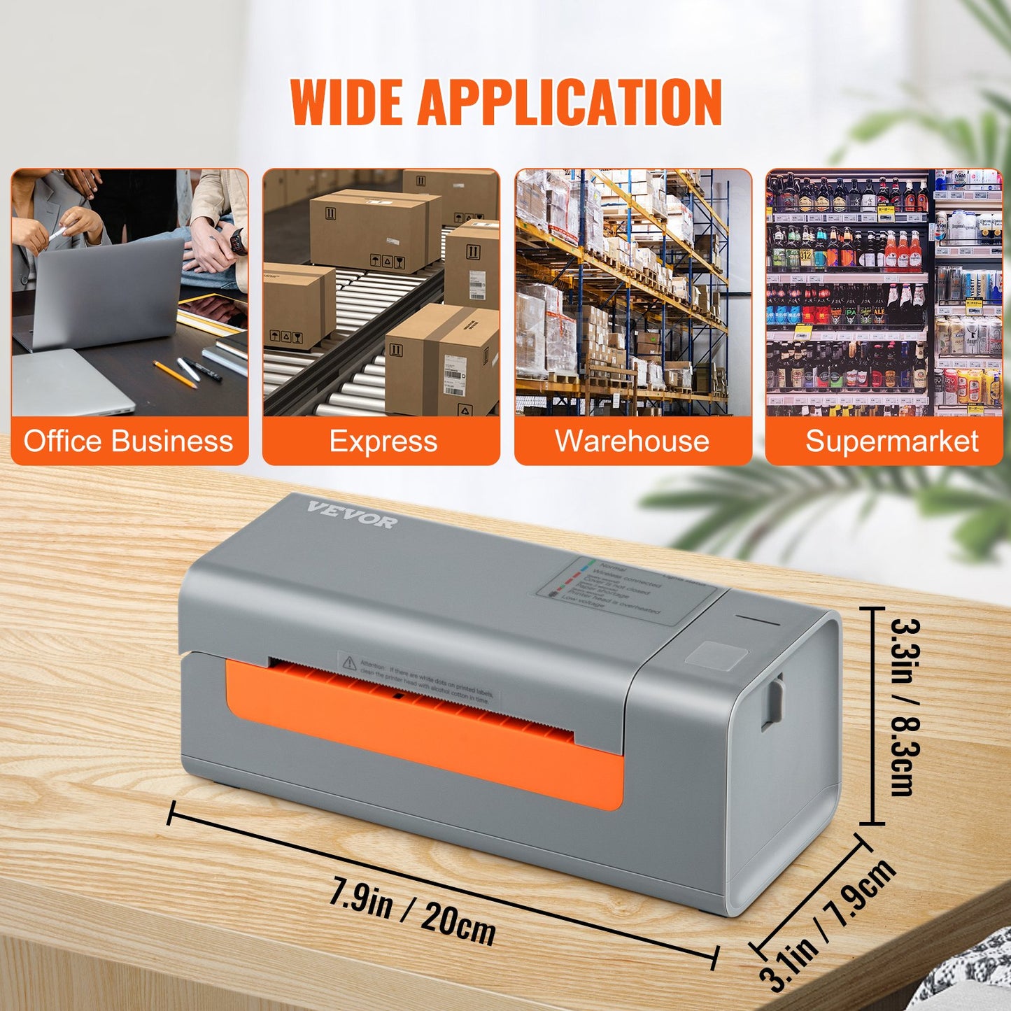 Thermal Label Printer, 203DPI 60pcs/min for 4x6 Mailing Packages, USB Connection & Automatic Label Recognition, Support Windows/MacOS/Linux, Compatible with Amazon, eBay, Etsy, UPS,etc, Gray