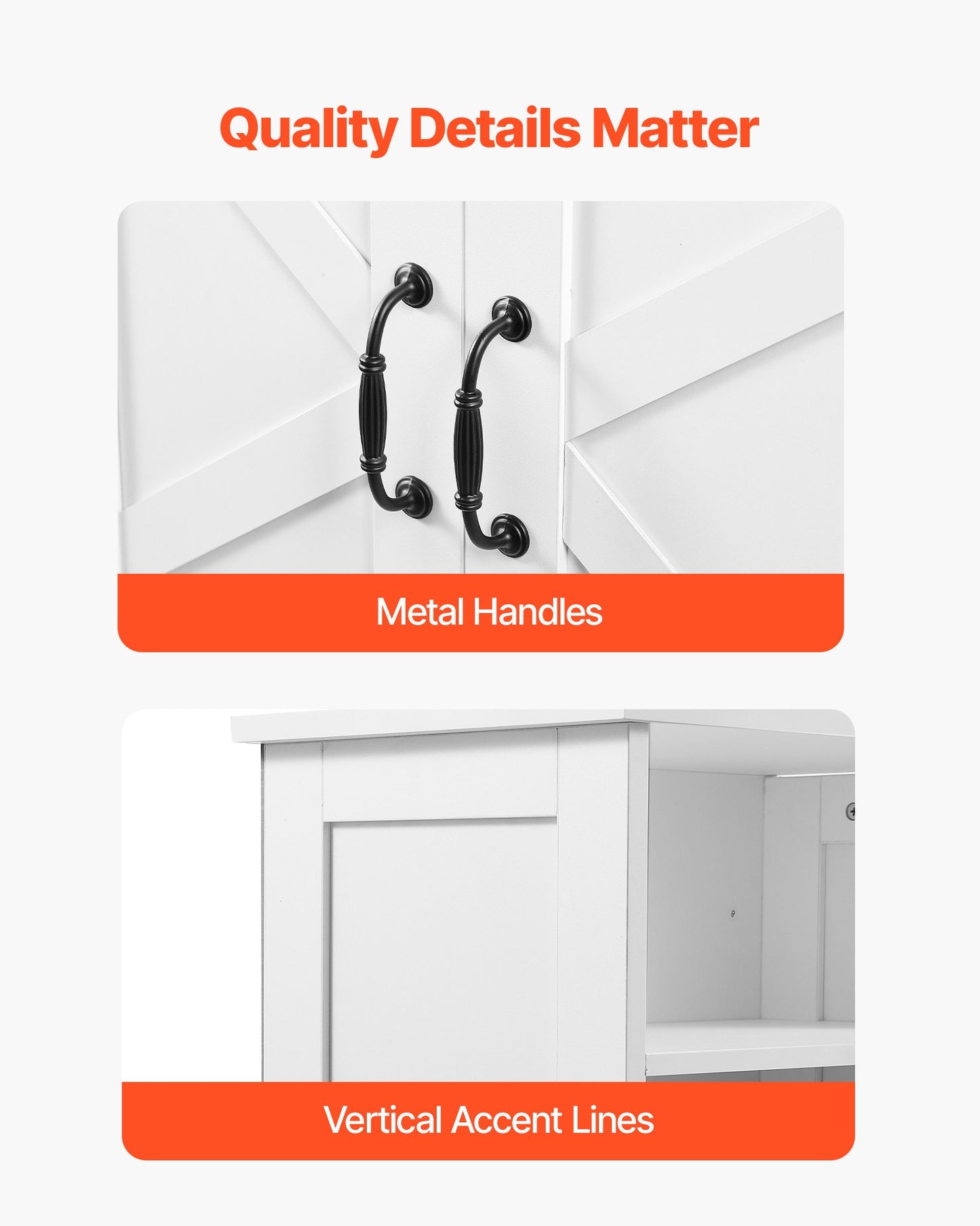 Bathroom Floor Cabinet, 4-Tier, Wooden Storage Organizer with 2 Doors and Adjustable Shelf, Modern Bathroom Furniture Home Decor Freestanding Cupboard for Kitchen/Living Room/Entryway Use, White