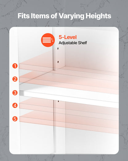 Bathroom Floor Cabinet, 3-Tier, Wooden Storage Organizer with 2 Doors and Adjustable Shelf, Modern Bathroom Furniture Home Decor Freestanding Cupboard for Kitchen/Living Room/Entryway Use, White