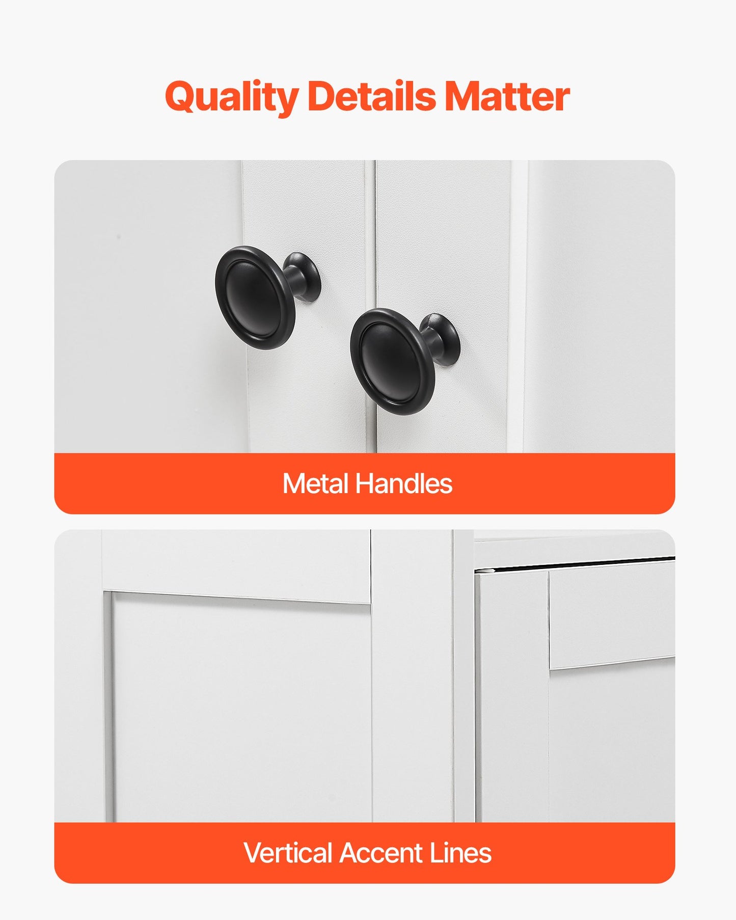 Bathroom Floor Cabinet, 3-Tier, Wooden Storage Organizer with 2 Doors and Adjustable Shelf, Modern Bathroom Furniture Home Decor Freestanding Cupboard for Kitchen/Living Room/Entryway Use, White