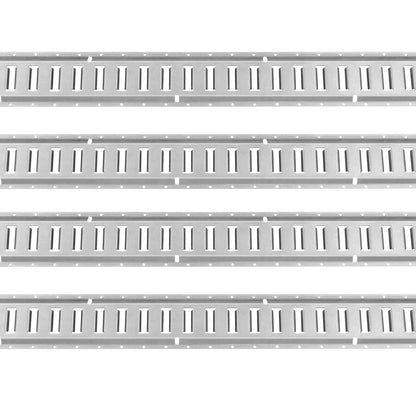 E-Track-Zurrschienen-Set, 34-teilig, 1,5 m E-Tracks-Set, bestehend aus 8 Stahlschienen, 2 Einzelschlitzschienen, 8 O-Ringen, 8 Zurrgurten mit D-Ring und 8 Endkappen, Befestigungszubehör für Ladung, Motorräder und Fahrräder