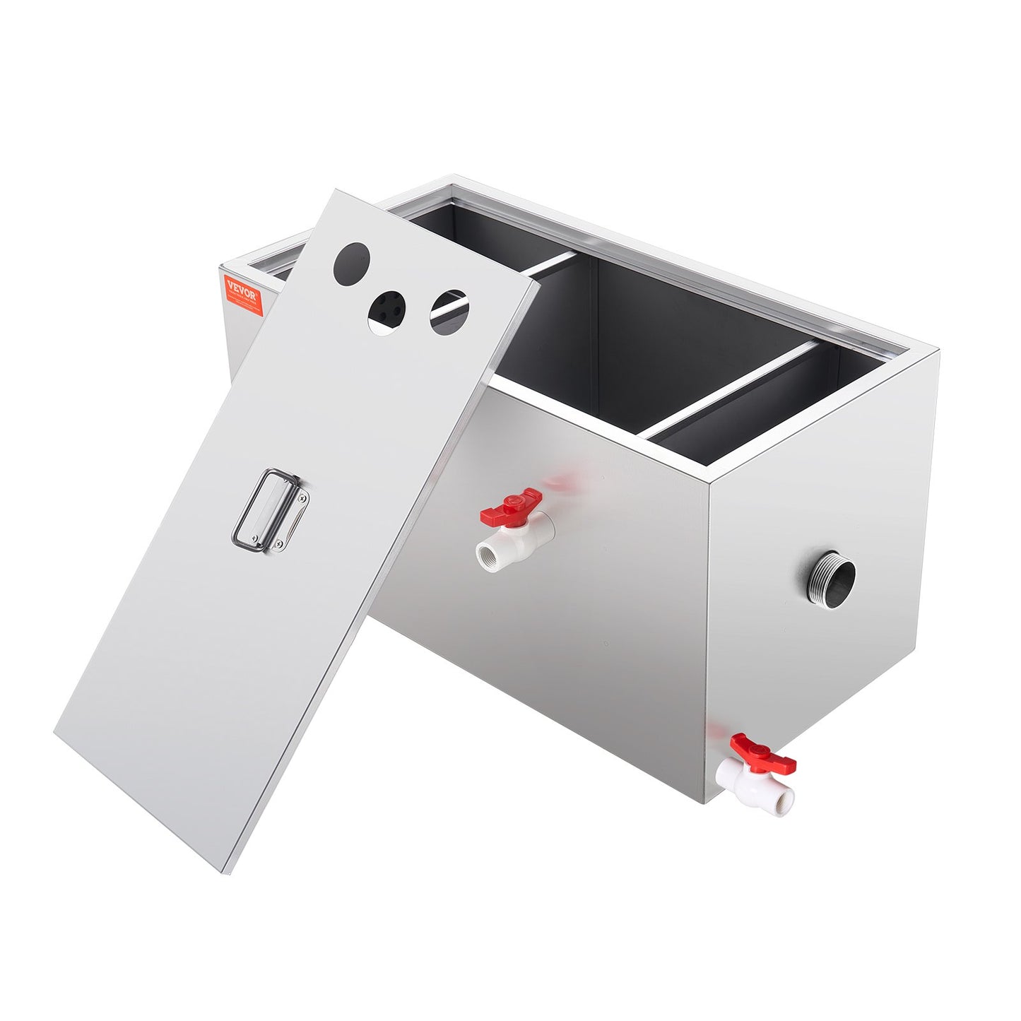 Gewerblicher Fettabscheider, 11,3 kg Fettabscheider, Fettabscheider mit oberem Zulauf, Untertisch-Fettabscheider aus Edelstahl, 6,4 GPM Abwasser-Öl-Wasser-Abscheider, für Restaurantkantine und private Küche