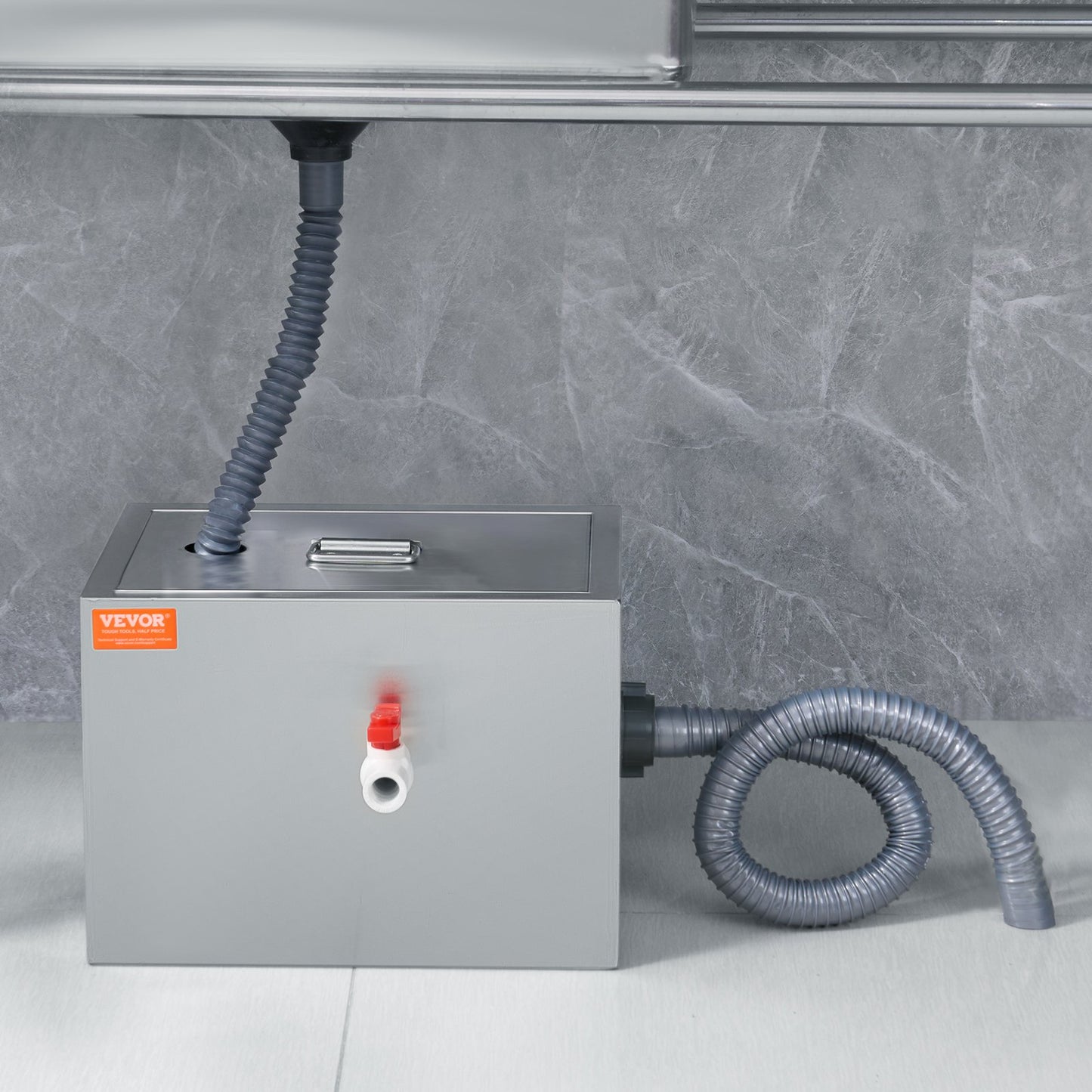 Gewerblicher Fettabscheider, 3,6 kg Fettabscheider, Fettabscheider mit oberem Zulauf, Untertisch-Fettabscheider aus Edelstahl, 2,8 GPM Abwasser-Öl-Wasser-Abscheider, für Restaurantkantine und private Küche