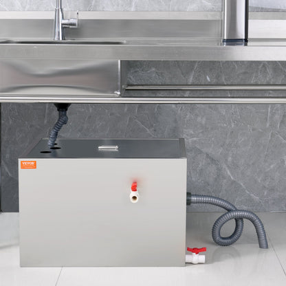 Gewerblicher Fettabscheider, 40-Pfund-Fettabscheider, Fettabscheider mit oberem Zulauf, Untertisch-Fettabscheider aus Edelstahl, 10 GPM Abwasser-Öl-Wasser-Abscheider, für Restaurantkantine und private Küche