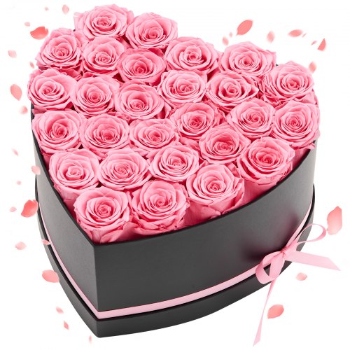 Ewige Blumen, 27 konservierte Rosen in einer herzförmigen Schachtel, Unvergänglicher Blumenstrauß, Geburtstagsgeschenk für Frauen, Ehefrauen, Mütter, Jahrestag, Valentinstag, Weihnachten, Rosa