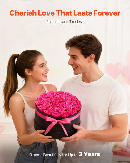 Forever Flowers, 27 konservierte Rosen in einer Box, Unsterblicher Blumenstrauß, Geburtstagsgeschenk für Frauen, Ehefrauen, Mütter, Jahrestag, Valentinstag, Weihnachten, Rosenrot