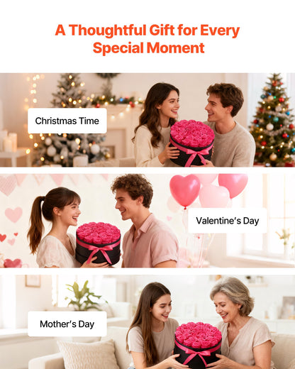 Forever Flowers, 27 konservierte Rosen in einer Box, Unsterblicher Blumenstrauß, Geburtstagsgeschenk für Frauen, Ehefrauen, Mütter, Jahrestag, Valentinstag, Weihnachten, Rosenrot