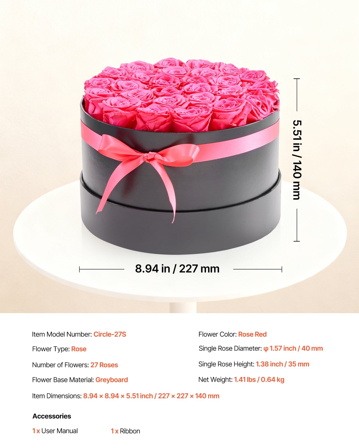 Forever Flowers, 27 konservierte Rosen in einer Box, Unsterblicher Blumenstrauß, Geburtstagsgeschenk für Frauen, Ehefrauen, Mütter, Jahrestag, Valentinstag, Weihnachten, Rosenrot