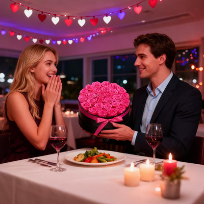 Forever Flowers, 27 konservierte Rosen in einer Box, Unsterblicher Blumenstrauß, Geburtstagsgeschenk für Frauen, Ehefrauen, Mütter, Jahrestag, Valentinstag, Weihnachten, Rosenrot