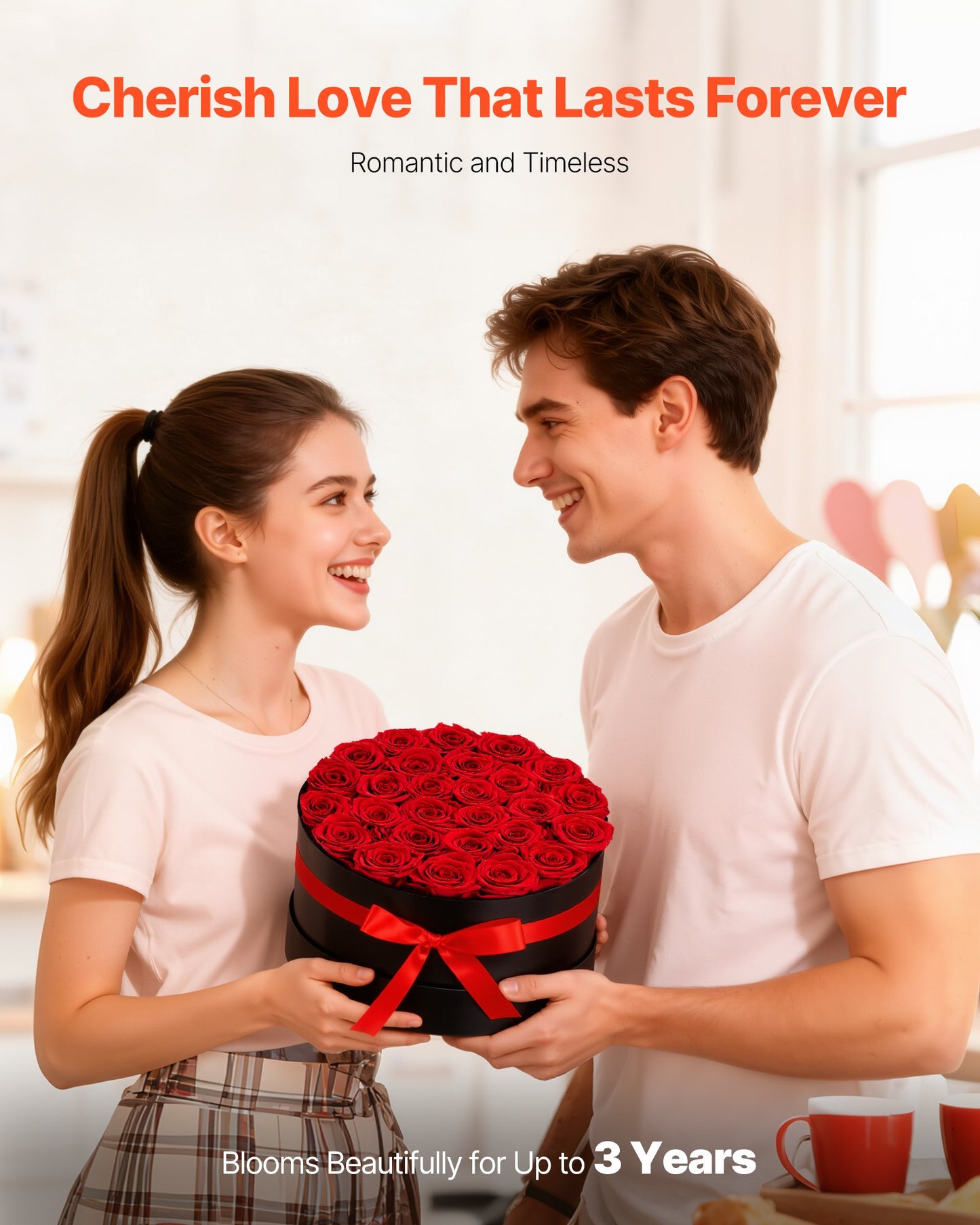 Forever Flowers, 27 konservierte Rosen in einer Box, Unsterblicher Blumenstrauß, Geburtstagsgeschenk für Frauen, Ehefrauen, Mütter, Jahrestag, Valentinstag, Weihnachten, Rot