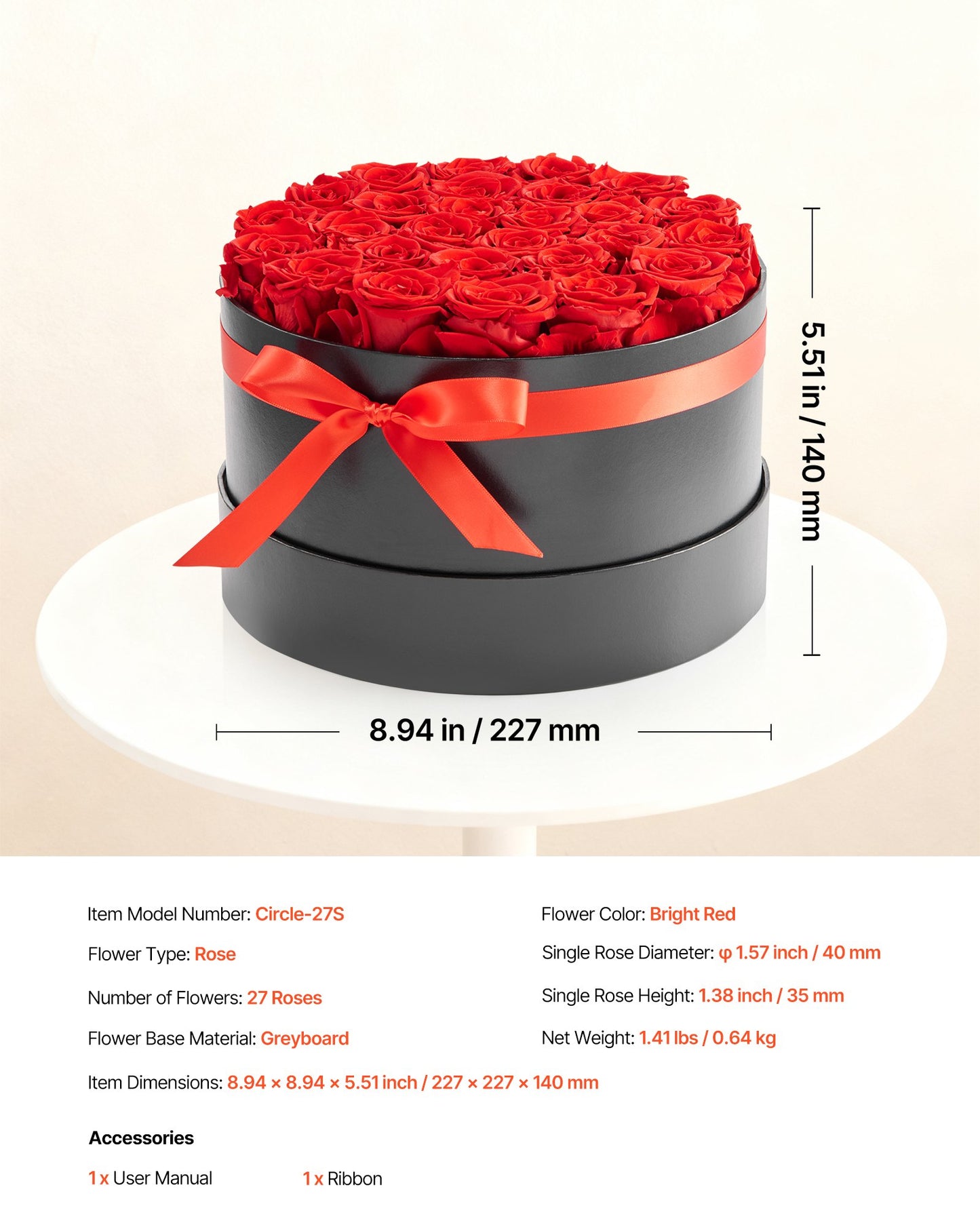 Forever Flowers, 27 konservierte Rosen in einer Box, Unsterblicher Blumenstrauß, Geburtstagsgeschenk für Frauen, Ehefrauen, Mütter, Jahrestag, Valentinstag, Weihnachten, Rot