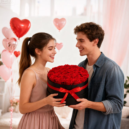 Forever Flowers, 27 konservierte Rosen in einer Box, Unsterblicher Blumenstrauß, Geburtstagsgeschenk für Frauen, Ehefrauen, Mütter, Jahrestag, Valentinstag, Weihnachten, Rot