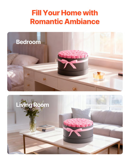 Ewige Blumen, 50 konservierte Rosen in einer Box, Unsterblicher Blumenstrauß, Geburtstagsgeschenk, Lieferung in bester Qualität, für Frauen, Ehefrauen, Mütter, Jahrestag, Valentinstag, Weihnachten, Süßes Rosa