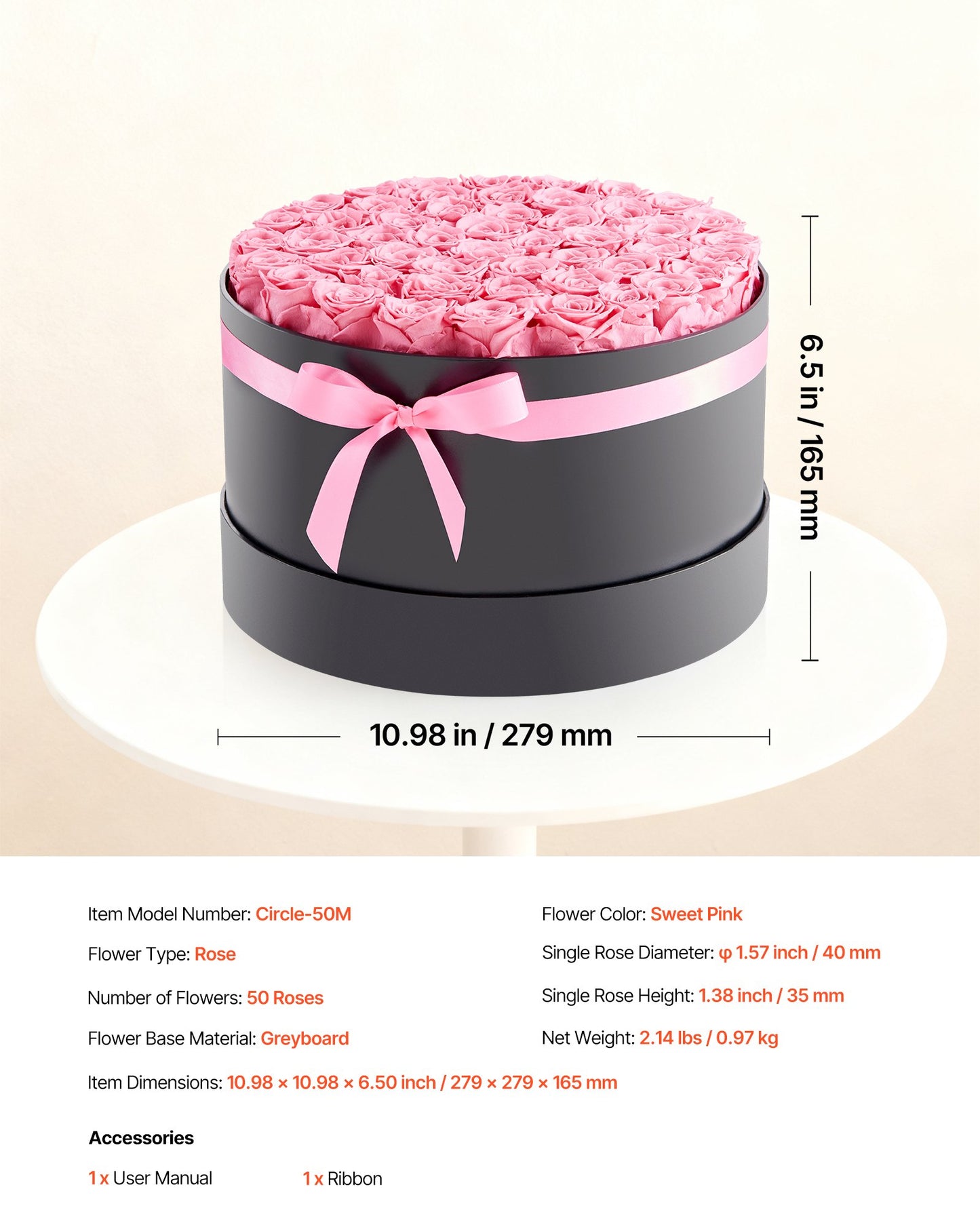 Ewige Blumen, 50 konservierte Rosen in einer Box, Unsterblicher Blumenstrauß, Geburtstagsgeschenk, Lieferung in bester Qualität, für Frauen, Ehefrauen, Mütter, Jahrestag, Valentinstag, Weihnachten, Süßes Rosa