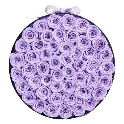 Ewige Blumen, 50 konservierte Rosen in einer Box, Unsterblicher Blumenstrauß, Geburtstagsgeschenk für Frauen, Ehefrauen, Mütter, Jahrestag, Valentinstag, Weihnachten, Lavendel-Lila