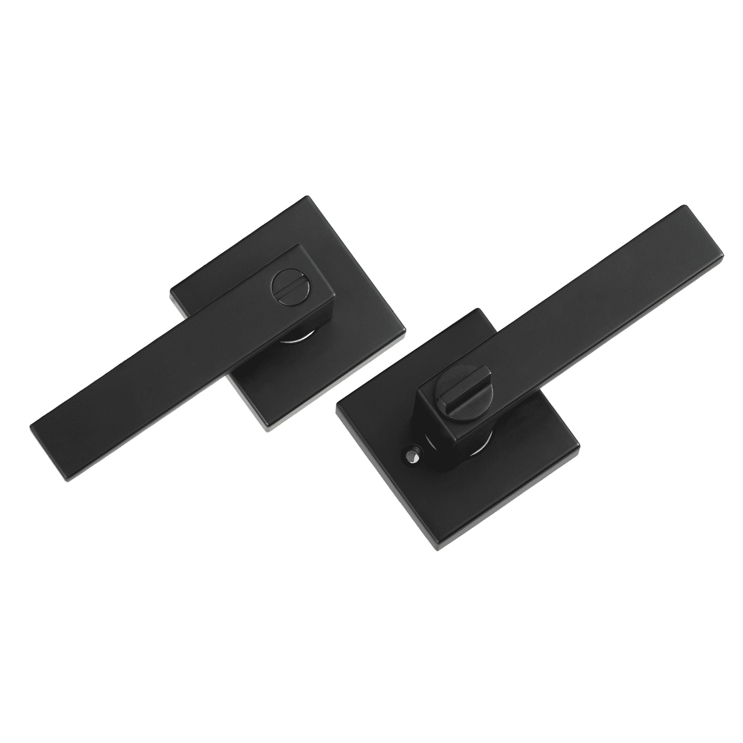 Privacy Door Handle, 10 Pack Matte Black Door Lever, Left or Right Handing Reversible Lever with Keyless Lock, 45° Rotation to Open, Universal Square Interior for Bedroom and Bathroom Doors