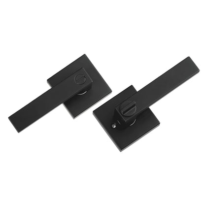 Privacy Door Handle, 10 Pack Matte Black Door Lever, Left or Right Handing Reversible Lever with Keyless Lock, 45° Rotation to Open, Universal Square Interior for Bedroom and Bathroom Doors