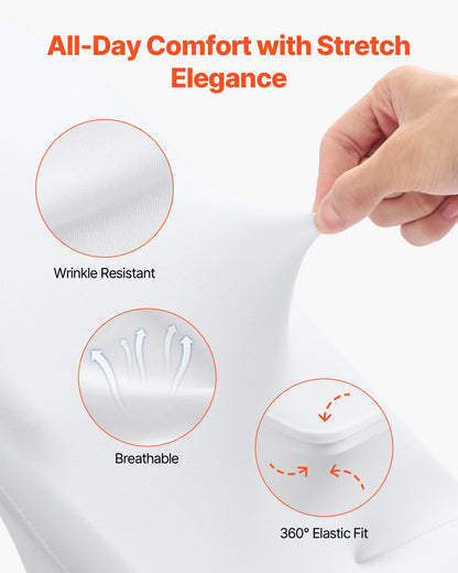 150 weiße Stuhlhussen aus Polyester-Spandex-Gemisch, dehnbare Überzüge für Hochzeitsfeiern, Bankette und andere festliche Anlässe, passend für Stühle mit Maßen bis zu 45 x 46 x 77 cm (17,72 x 18,11 x 30,31 Zoll).