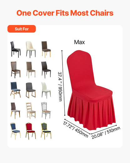 30 Pcs Red Chair Covers, Polyester Spandex Chair Cover, Stretch Slipcovers for Wedding Party Dining Banquet Flat-Front Chair Covers, Fits Chair Measures up to 20.08 x 17.72 x 37.4 inch