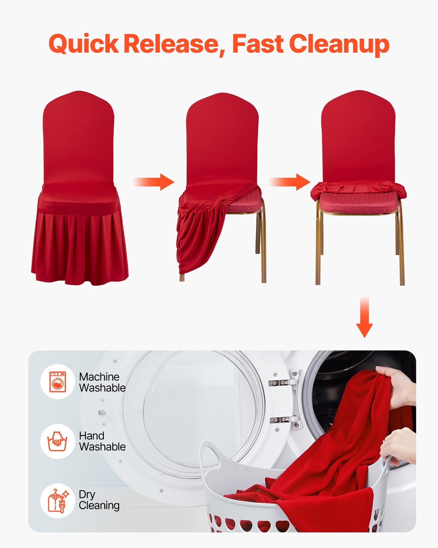 30 Pcs Red Chair Covers, Polyester Spandex Chair Cover, Stretch Slipcovers for Wedding Party Dining Banquet Flat-Front Chair Covers, Fits Chair Measures up to 20.08 x 17.72 x 37.4 inch