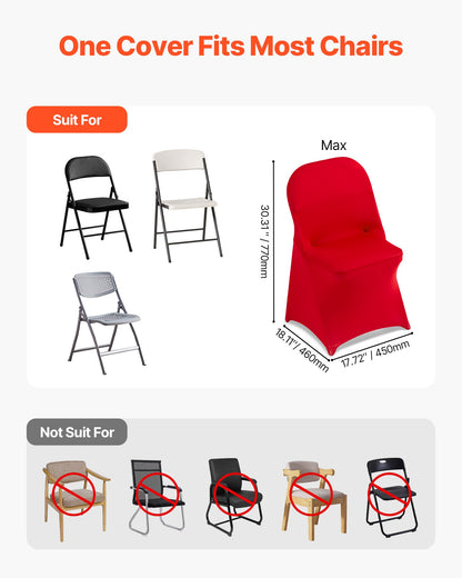 50 Pcs Red Chair Covers, Polyester Spandex Chair Cover, Stretch Slipcovers for Wedding Party Dining Banquet Flat-Front Chair Covers, Fits Chair Measures up to 17.72 x 18.11 x 30.31 inch