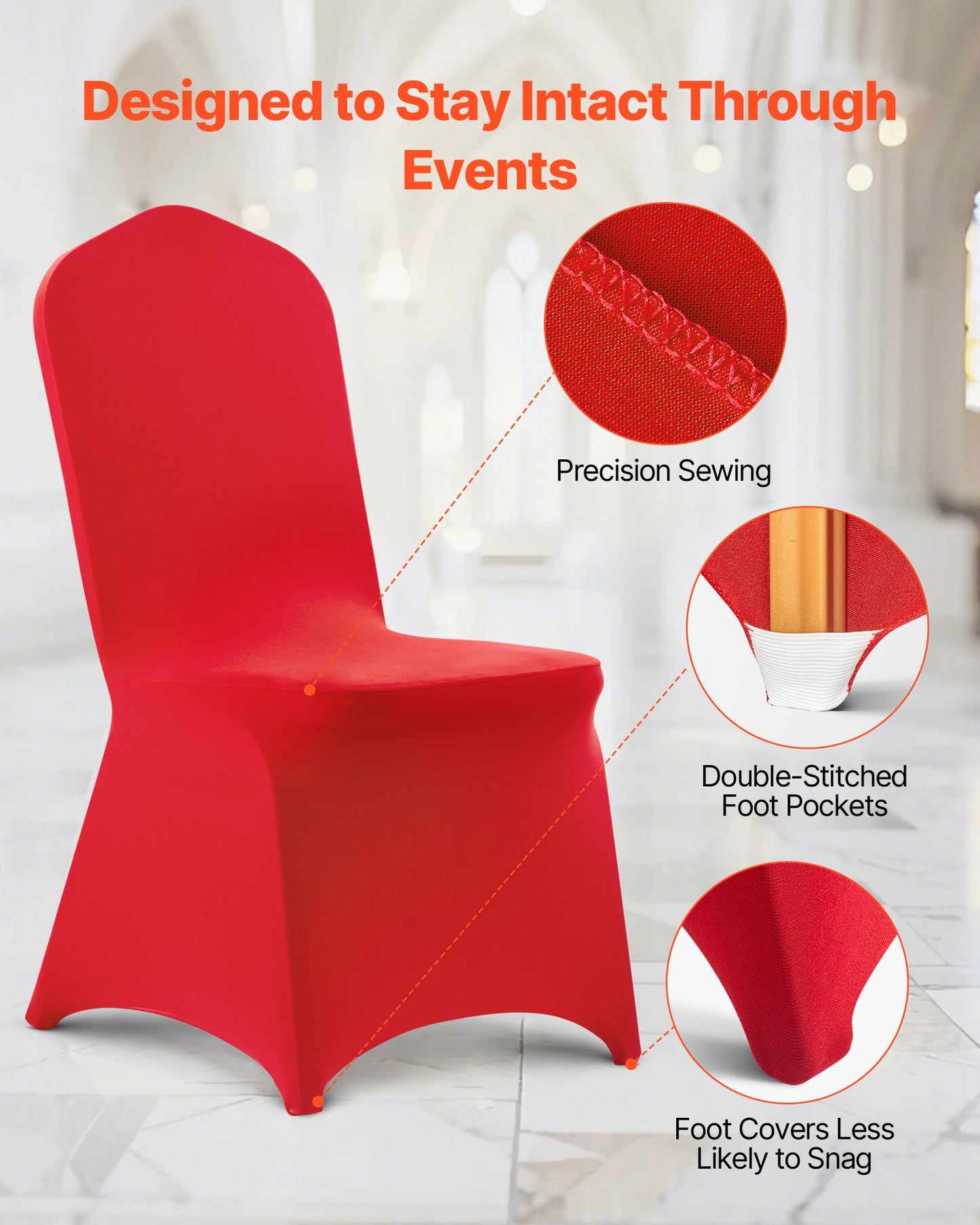 50 Pcs Red Chair Covers, Polyester Spandex Chair Cover, Stretch Slipcovers for Wedding Party Dining Banquet Flat-Front Chair Covers, Fits Chair Measures up to 20.08 x 17.72 x 37.4 inch