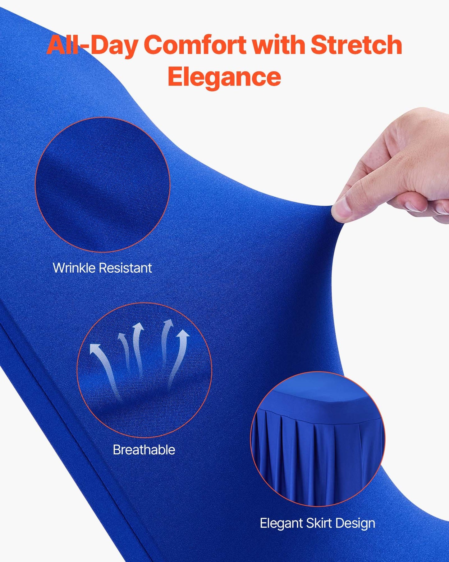 30 blaue Stuhlhussen aus Polyester-Spandex-Gemisch, dehnbare Überzüge für Hochzeitsfeiern, Bankette und andere fest installierte Stühle mit flacher Vorderseite, passend für Stühle bis zu 51 x 45 x 95 cm (20,08 x 17,72 x 37,4 Zoll).