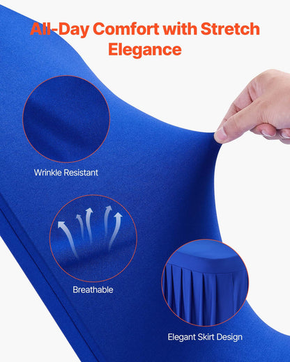30 blaue Stuhlhussen aus Polyester-Spandex-Gemisch, dehnbare Überzüge für Hochzeitsfeiern, Bankette und andere fest installierte Stühle mit flacher Vorderseite, passend für Stühle bis zu 51 x 45 x 95 cm (20,08 x 17,72 x 37,4 Zoll).
