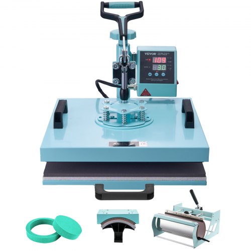 Transferpresse, 38 x 38 cm, 5-in-1-Transfermaschine mit 887 ml Becherpresse, 360°-Schwenkfunktion für T-Shirts, präzise digitale Steuerung, für T-Shirts, Tassen, Hüte und Teller, Grün