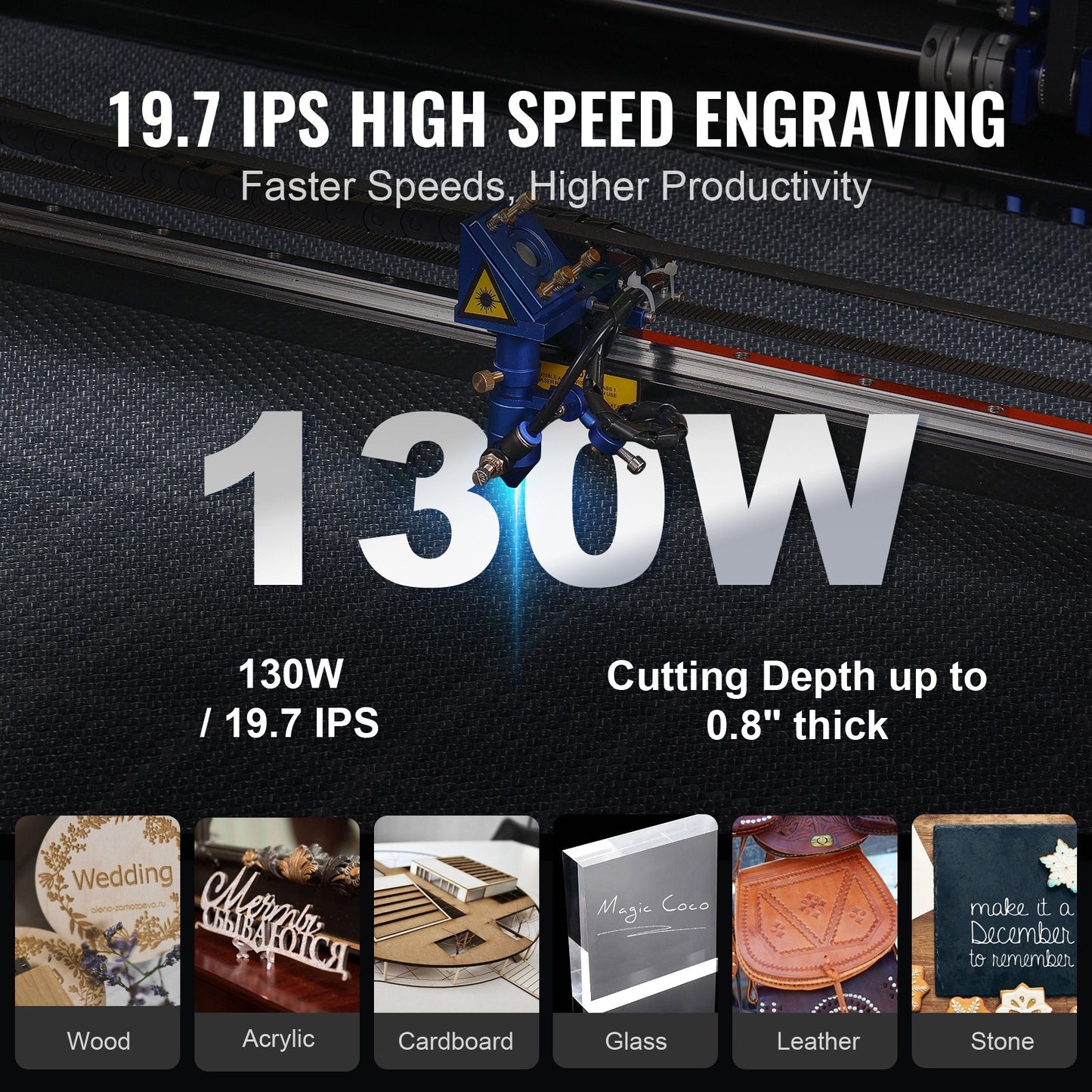130-W-CO₂-Lasergravierer, 89 x 140 cm (35 x 55 Zoll), 500 mm/s (19,7 IPS) Laserschneidmaschine mit 2-Wege-Luftunterstützung, kompatibel mit LightBurn, CorelDRAW, AutoCAD, Windows, Mac OS, Linux, für Holz, Acryl, Stoff und mehr