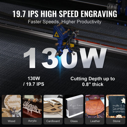 130-W-CO₂-Lasergravierer, 89 x 140 cm (35 x 55 Zoll), 500 mm/s (19,7 IPS) Laserschneidmaschine mit 2-Wege-Luftunterstützung, kompatibel mit LightBurn, CorelDRAW, AutoCAD, Windows, Mac OS, Linux, für Holz, Acryl, Stoff und mehr