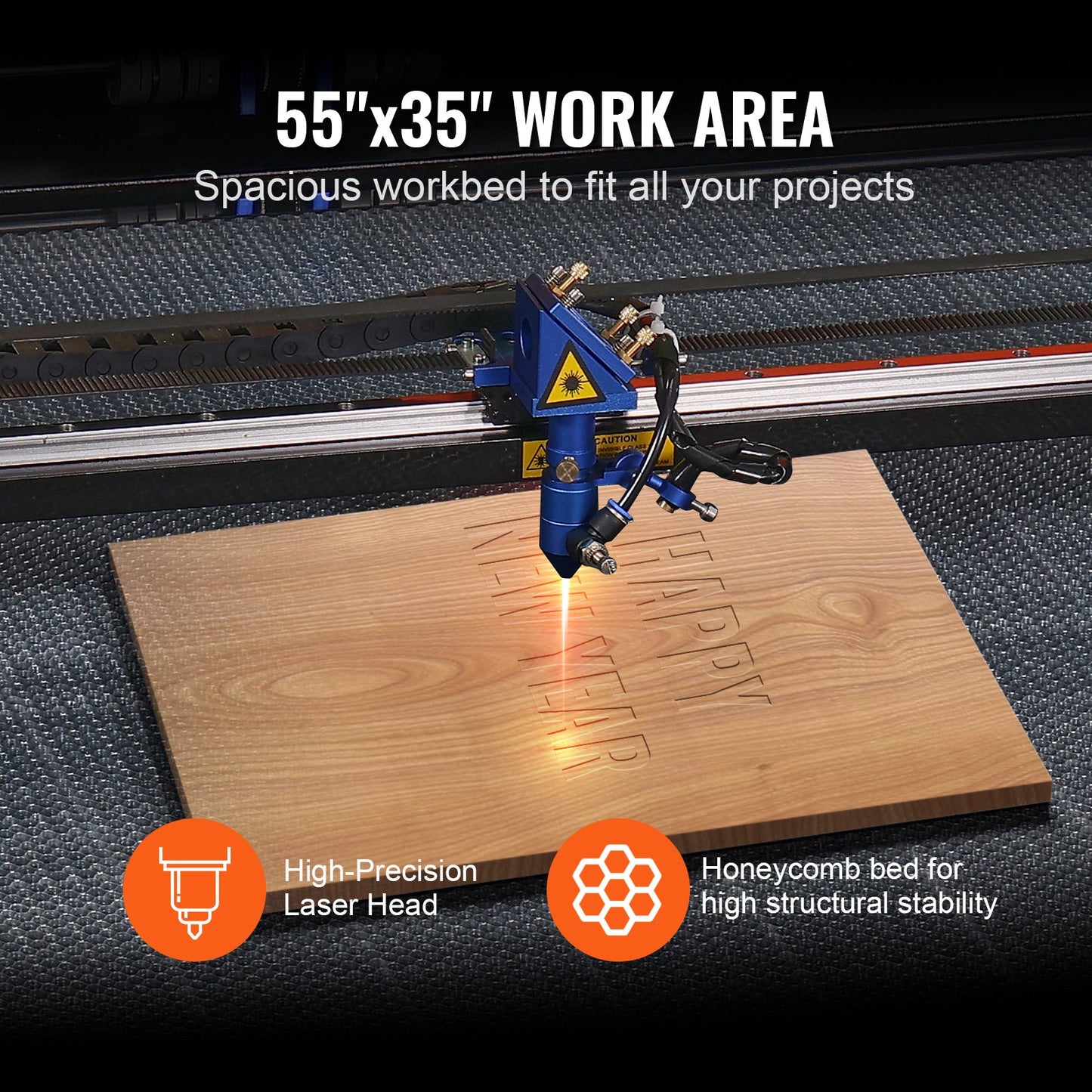 130-W-CO₂-Lasergravierer, 89 x 140 cm (35 x 55 Zoll), 500 mm/s (19,7 IPS) Laserschneidmaschine mit 2-Wege-Luftunterstützung, kompatibel mit LightBurn, CorelDRAW, AutoCAD, Windows, Mac OS, Linux, für Holz, Acryl, Stoff und mehr