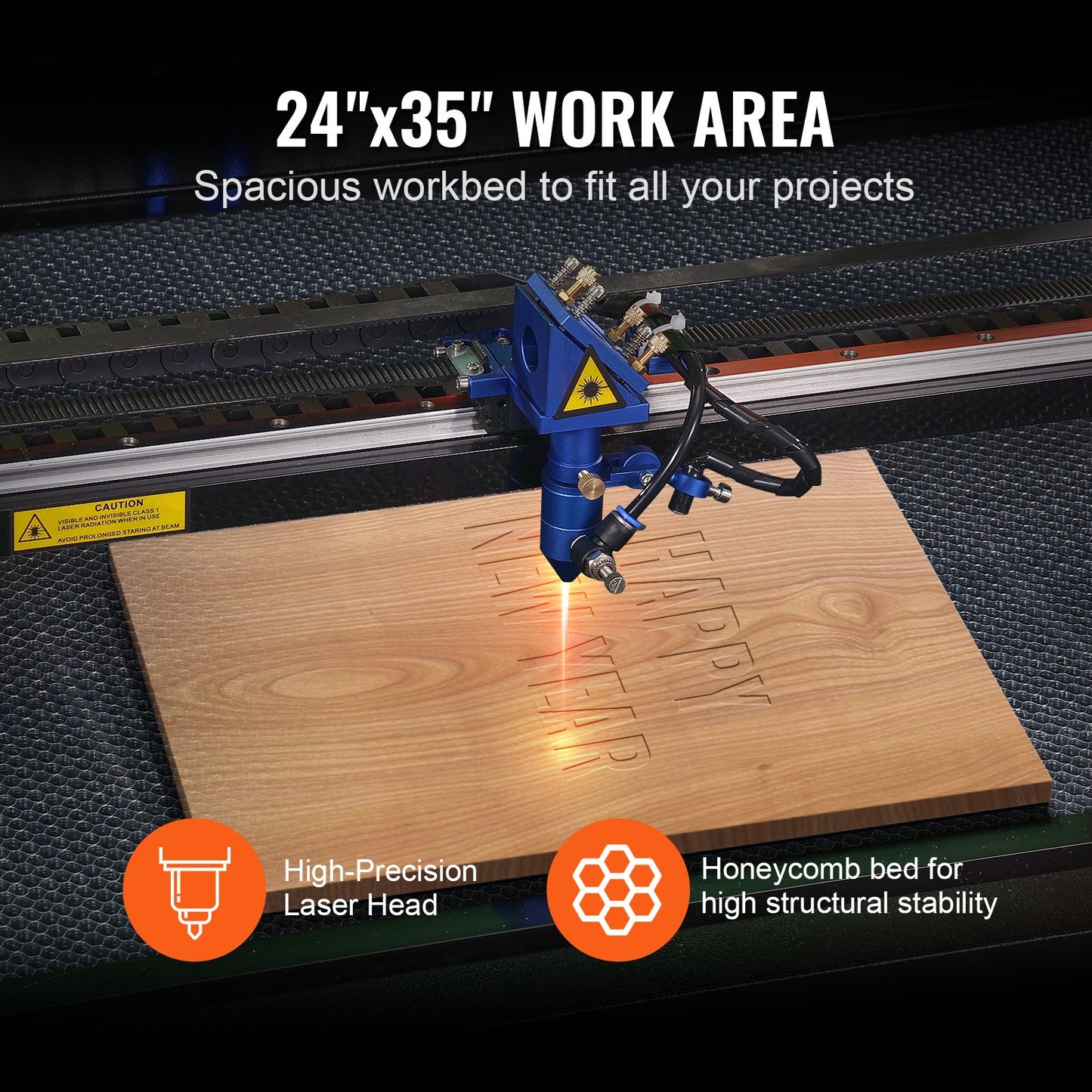 100W CO2 Laser Engraver, 61 x 89 cm(24 x 35 in), 500 mm/s(19.7 IPS) Laser Cutter Machine with 2-Way Pass Air Assist, Compatible with LightBurn, CorelDRAW, AutoCAD, Windows, Mac OS, Linux, for Wood Acrylic Fabric More