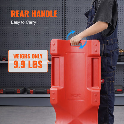 Mechanic Plastic Creeper, 1016 mm, 158.8 kg Capacity Automotive Rolling Garage Creeper with Molded Ergonomic HDPE Body Padded Headrest & Dual Tool Trays 6 Wheels, for Garage Shop Auto Repair