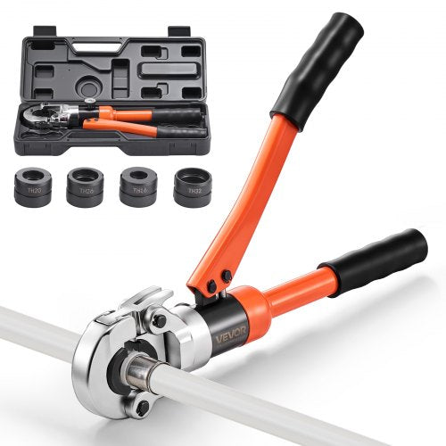 Hydraulisches Rohrverpresswerkzeug, Verpresszange für PEX- und Aluminium-Kunststoff-Rohrverschraubungen mit TH16-, TH20-, TH26- und TH32-Backen sowie Tragekoffer, Presswerkzeug-Set für Sanitärreparaturen und -installationen