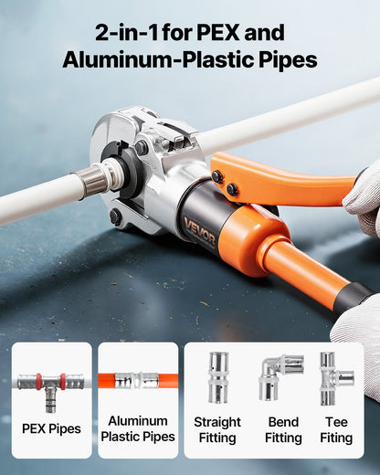 Hydraulic Pipe Crimping Tool, PEX & Aluminum-Plastic Tube Fittings Crimper with TH16 TH20 TH26 TH32 Jaws & Carrying Case, Press Crimper Tool Kit for Plumbing Repairs & Installations