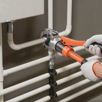 Hydraulic Pipe Crimping Tool, PEX & Aluminum-Plastic Tube Fittings Crimper with TH16 TH20 TH26 TH32 Jaws & Carrying Case, Press Crimper Tool Kit for Plumbing Repairs & Installations