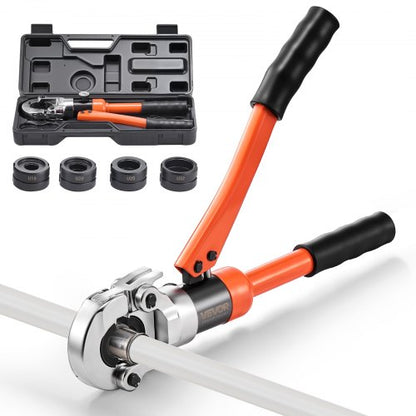 Hydraulisches Rohrverpresswerkzeug, Verpresszange für PEX- und Aluminium-Kunststoff-Rohrverschraubungen mit U16-, U20-, U25- und U32-Backen sowie Tragekoffer, Presswerkzeug-Set für Sanitärreparaturen und -installationen