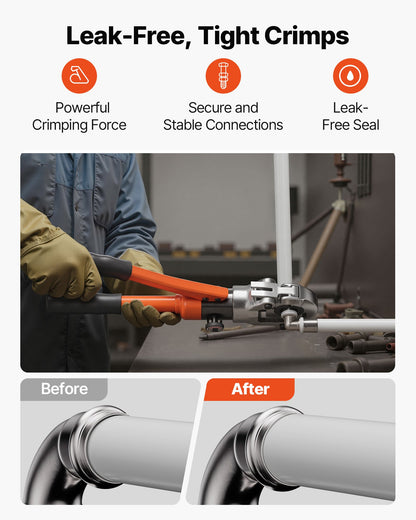 Hydraulisches Rohrverpresswerkzeug, Verpresszange für PEX- und Aluminium-Kunststoff-Rohrverschraubungen mit U16-, U20-, U25- und U32-Backen sowie Tragekoffer, Presswerkzeug-Set für Sanitärreparaturen und -installationen