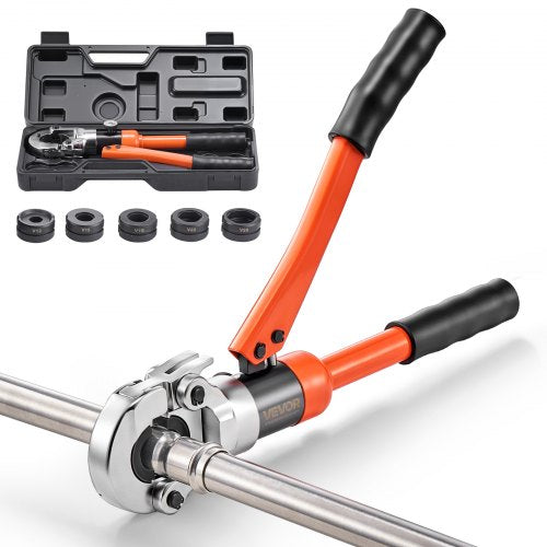 Hydraulisches Rohrverpresswerkzeug, Edelstahl-Rohrverschraubungs-Verpresszange mit Backen V12, V15, V18, V22, V28 und Tragekoffer, Pressverpresswerkzeug-Set für Sanitärreparaturen und -installationen