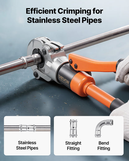 Hydraulisches Rohrverpresswerkzeug, Edelstahl-Rohrverschraubungs-Verpresszange mit Backen V12, V15, V18, V22, V28 und Tragekoffer, Pressverpresswerkzeug-Set für Sanitärreparaturen und -installationen