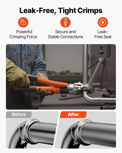 Hydraulisches Rohrverpresswerkzeug, Edelstahl-Rohrverschraubungs-Verpresszange mit Backen V12, V15, V18, V22, V28 und Tragekoffer, Pressverpresswerkzeug-Set für Sanitärreparaturen und -installationen