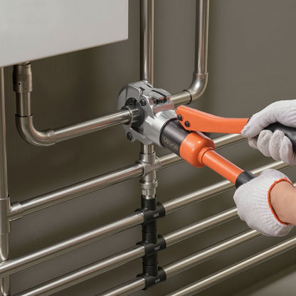 Hydraulisches Rohrverpresswerkzeug, Edelstahl-Rohrverschraubungs-Verpresszange mit Backen V12, V15, V18, V22, V28 und Tragekoffer, Pressverpresswerkzeug-Set für Sanitärreparaturen und -installationen