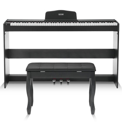 Gewichtetes Digitalpiano, 88 vollgewichtete Tasten, Dual-Keyboard und Lautsprecher, einfacher Schrank mit Doppelbank und Kopfhöreranschluss, 200 Klangfarben und Rhythmen, unterstützt Bluetooth/USB/MIDI, ideal für den Unterricht