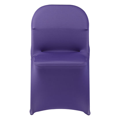 50 Pcs Purple Chair Covers, Polyester Spandex Chair Cover, Stretch Slipcovers for Wedding Party Dining Banquet Flat-Front Chair Covers, Fits Chair Measures up to 17.72 x 18.11 x 30.31 inch