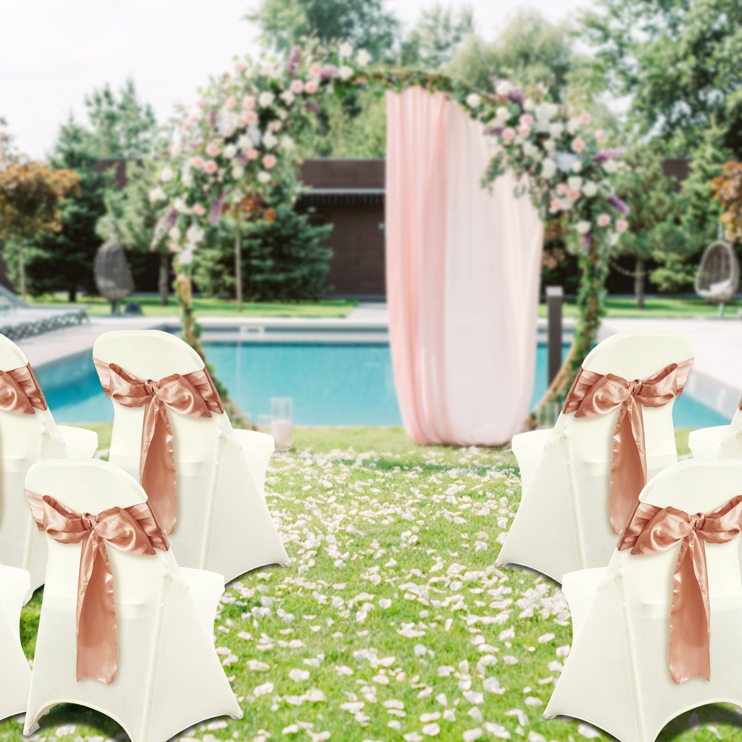 Stretch-Spandex-Klappstuhlhussen, universell passende Stuhlhussen, abnehmbare und waschbare Schutzhüllen, für Hochzeiten, Feiertage, Bankette, Partys, Feste und Essgelegenheiten (30 Stück, Elfenbeinweiß)