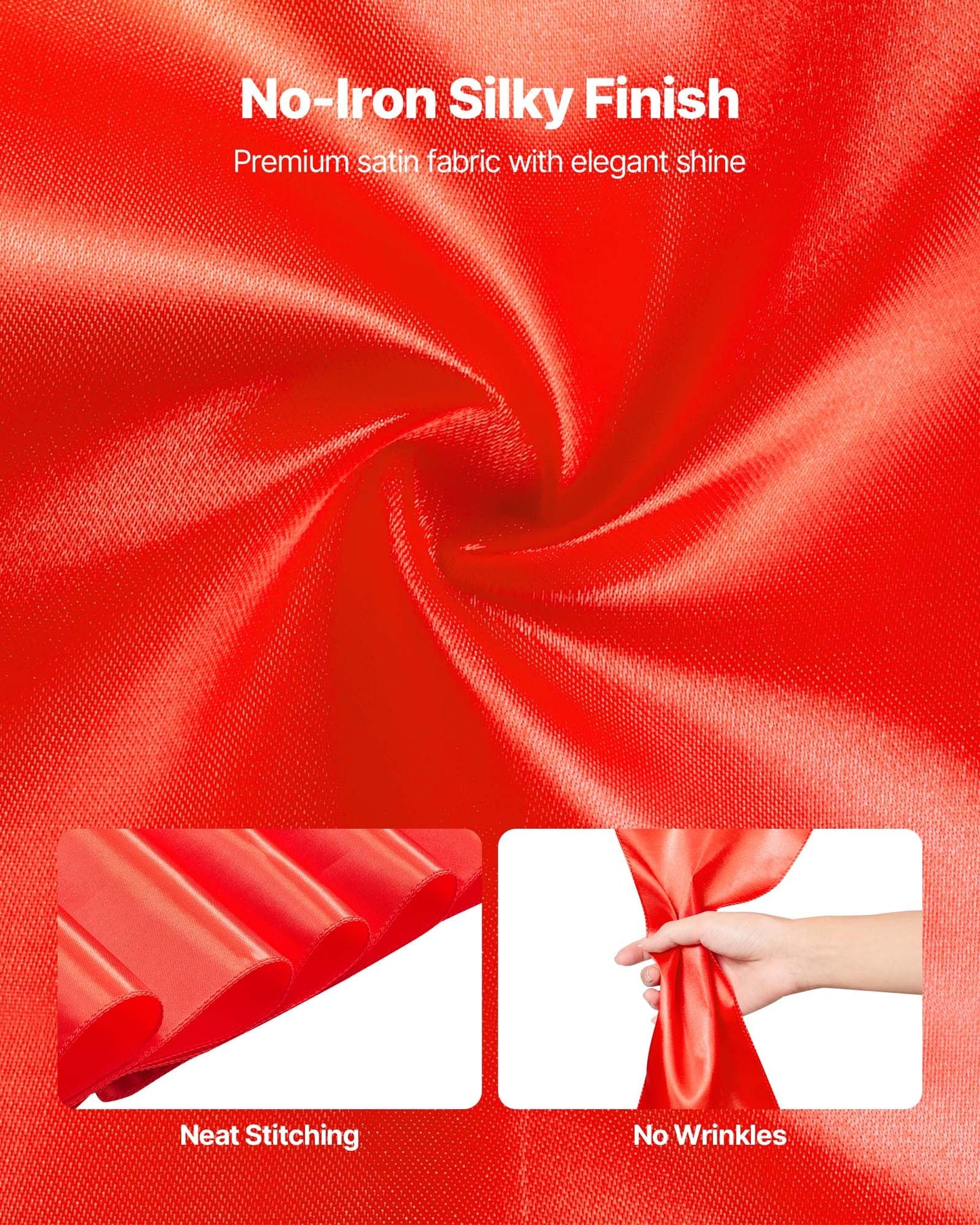 Satin-Stuhlschleifen, 50 Stück, 7 x 108 Zoll, Rot, für Hochzeitsfeiern, Babypartys, Bankette und andere festliche Anlässe.