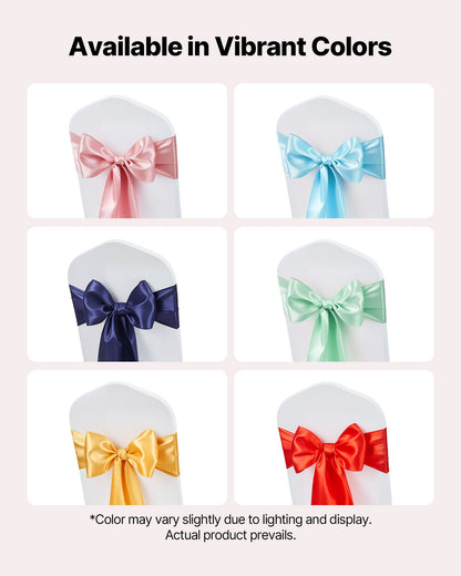 Satin-Stuhlschleifen, 50 Stück, 7 x 108 Zoll, Rot, für Hochzeitsfeiern, Babypartys, Bankette und andere festliche Anlässe.