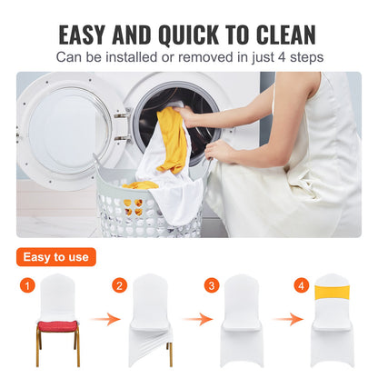 Stretch-Spandex-Klappstuhlhussen, universell passende Stuhlhussen mit Stuhlschleifen, abnehmbare und waschbare Schutzhüllen, für Hochzeiten, Feiertage, Bankette, Partys und Essgelegenheiten (30er-Set Gold &amp; Weiß)