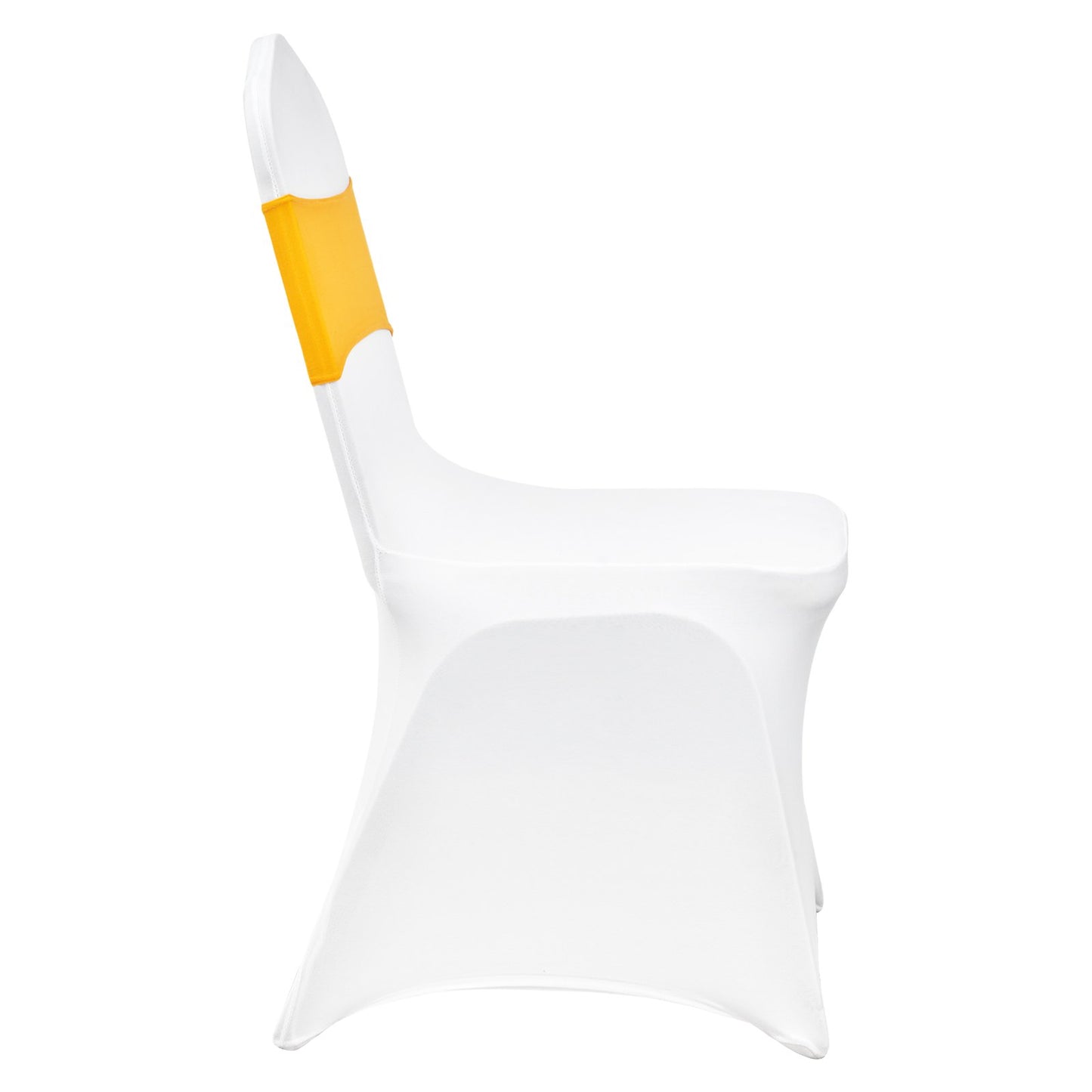 Stretch-Spandex-Klappstuhlhussen, universell passende Stuhlhussen mit Stuhlschleifen, abnehmbare und waschbare Schutzhüllen, für Hochzeiten, Feiertage, Bankette, Partys und Essgelegenheiten (50er-Set Gold &amp; Weiß)